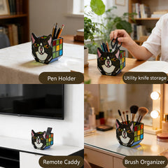 Entlityful black cat planter side profile showing copper frame and compact silhouette