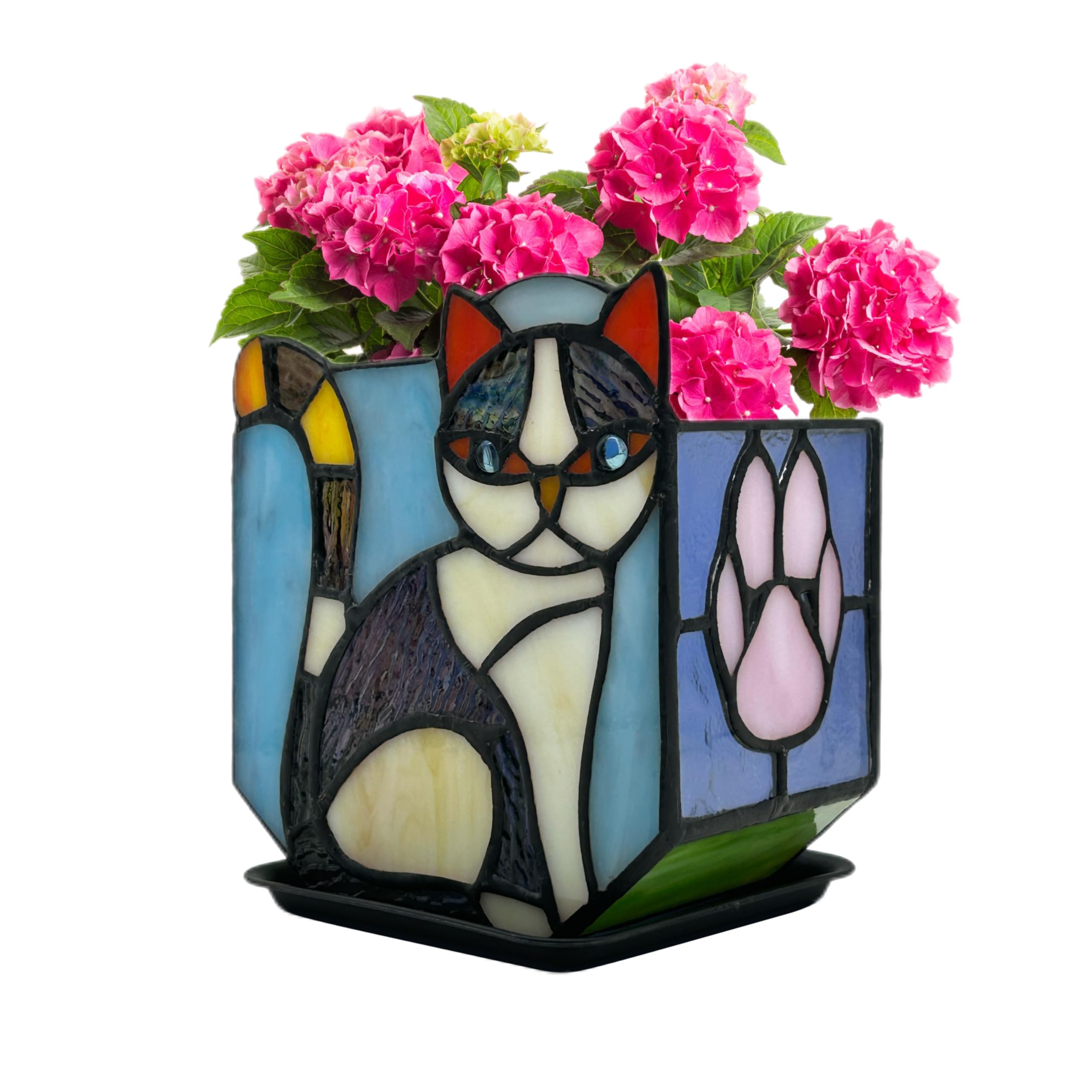 Entlityful cat planter front view showing cute black orange design and decorative appeal