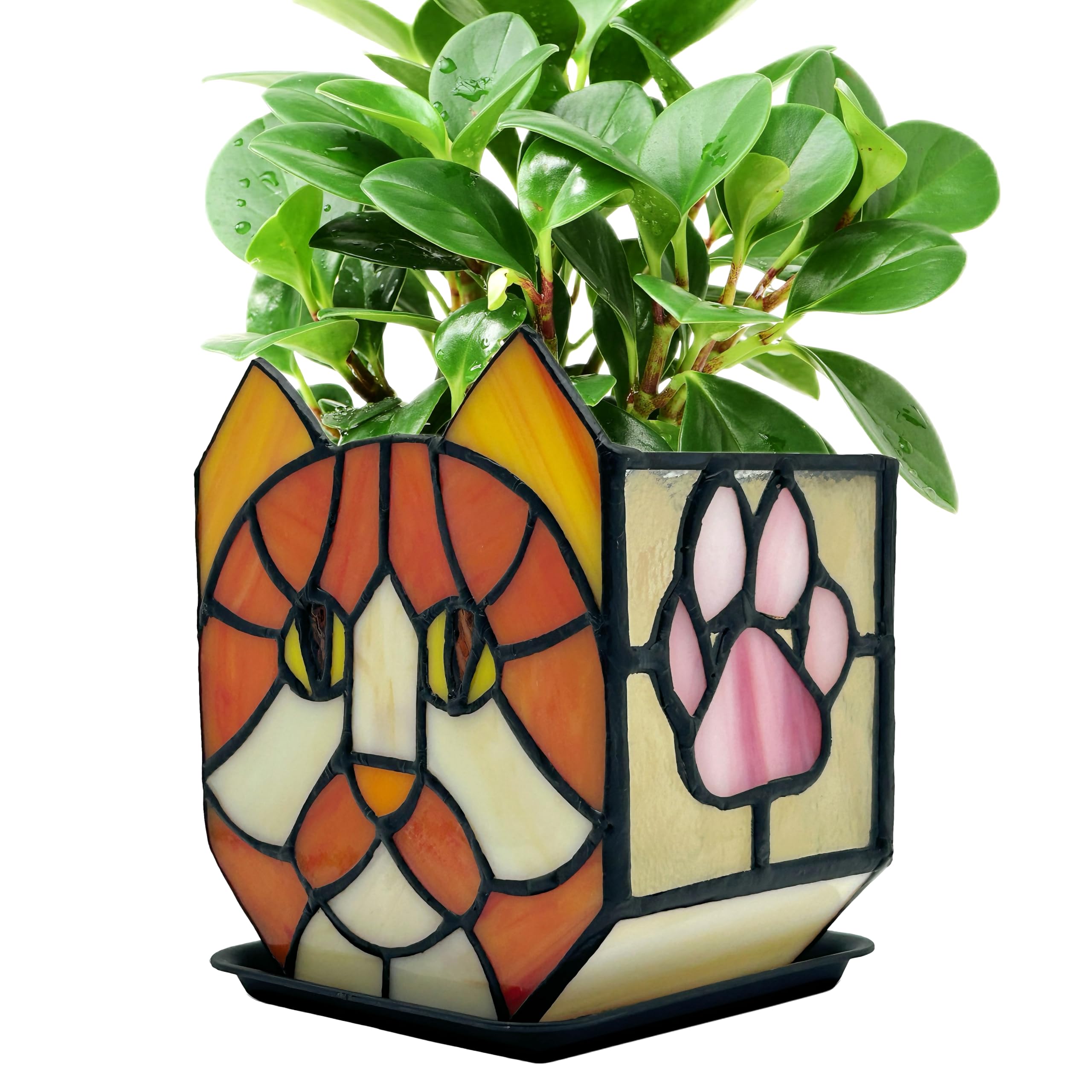 Entlityful orange cat planter front view showing charming design and vibrant color