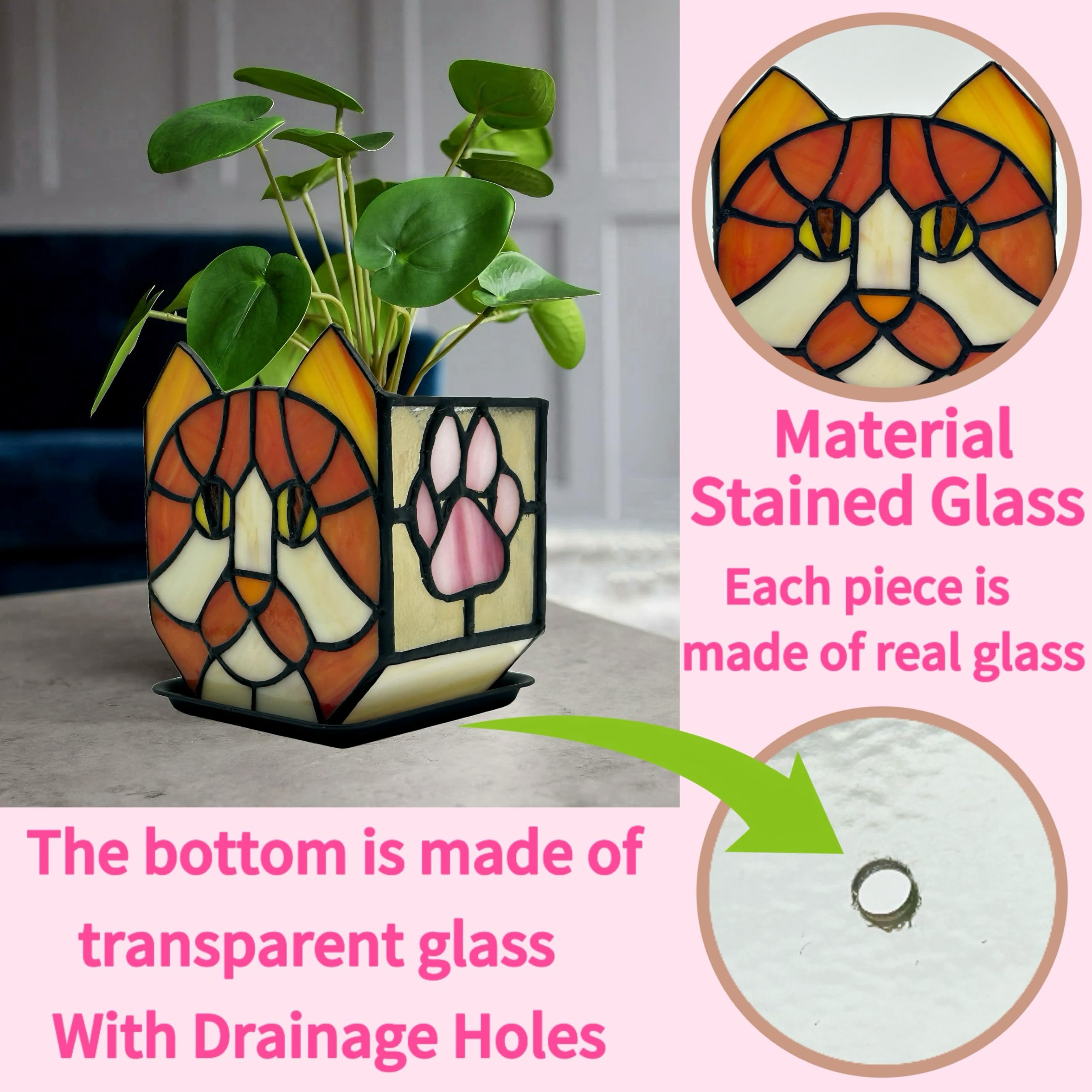 Entlityful orange cat planter staged on shelf enhancing room decor and warmth