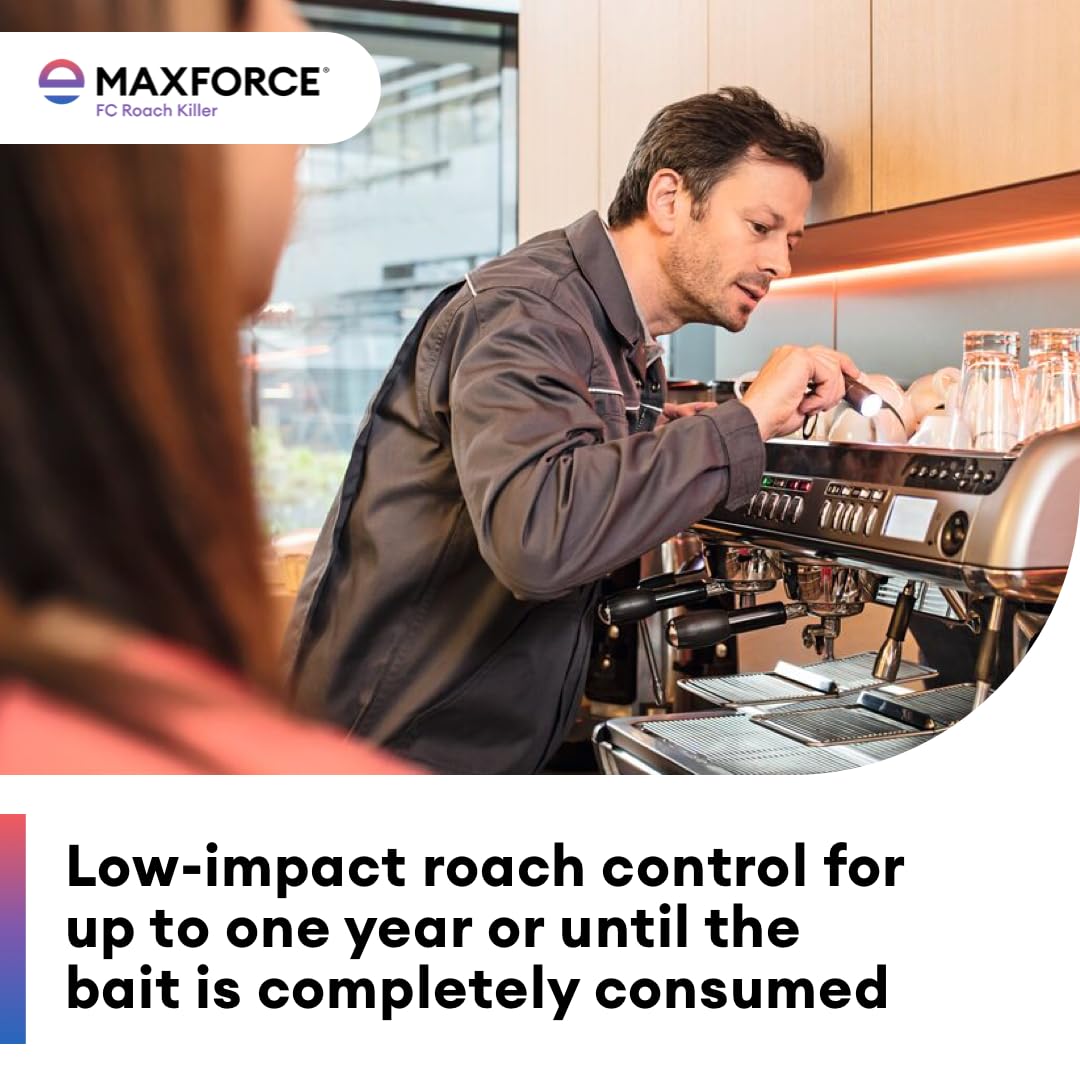 Envu Maxforce syringe inside cabinet placed near harborages for improved bait reach benefit