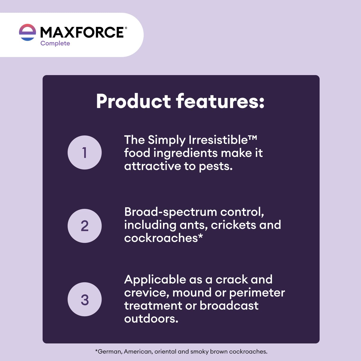 Product label close-up with instructions for Envu Maxforce enabling correct safe use