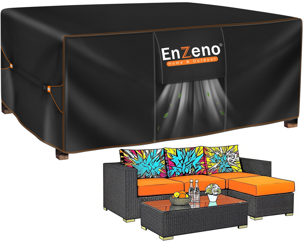 Enzeno front view cover on table showing full fit and weather protection