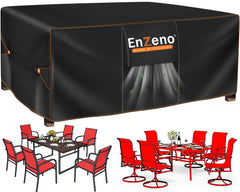Enzeno front view of cover on patio table showing full protection benefit