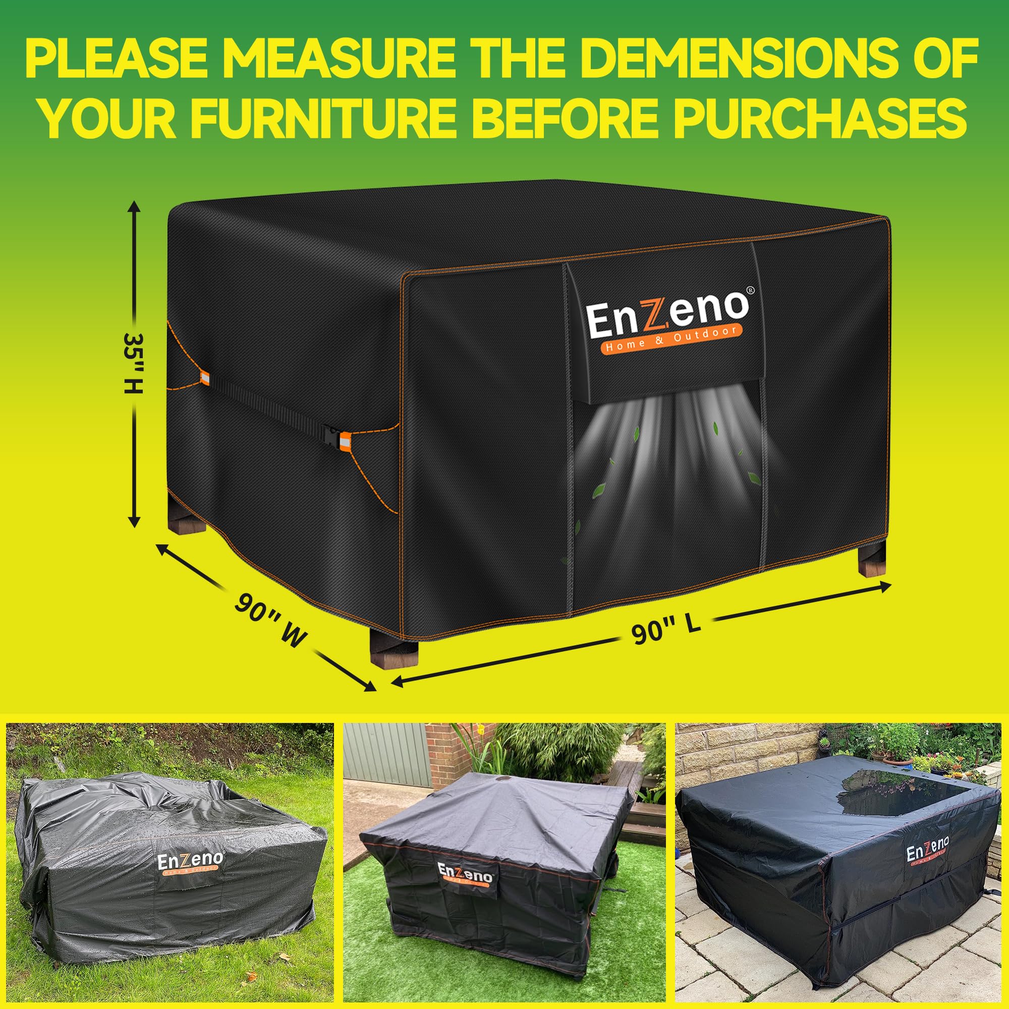 Enzeno cover in use on patio set showing protection from sun and rain