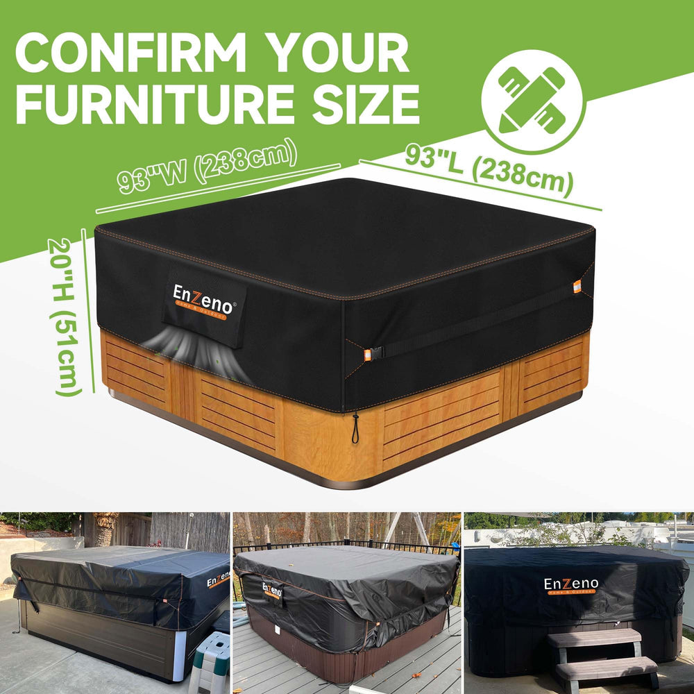 Enzeno on outdoor spa showing protected tub and UV-resistant finish