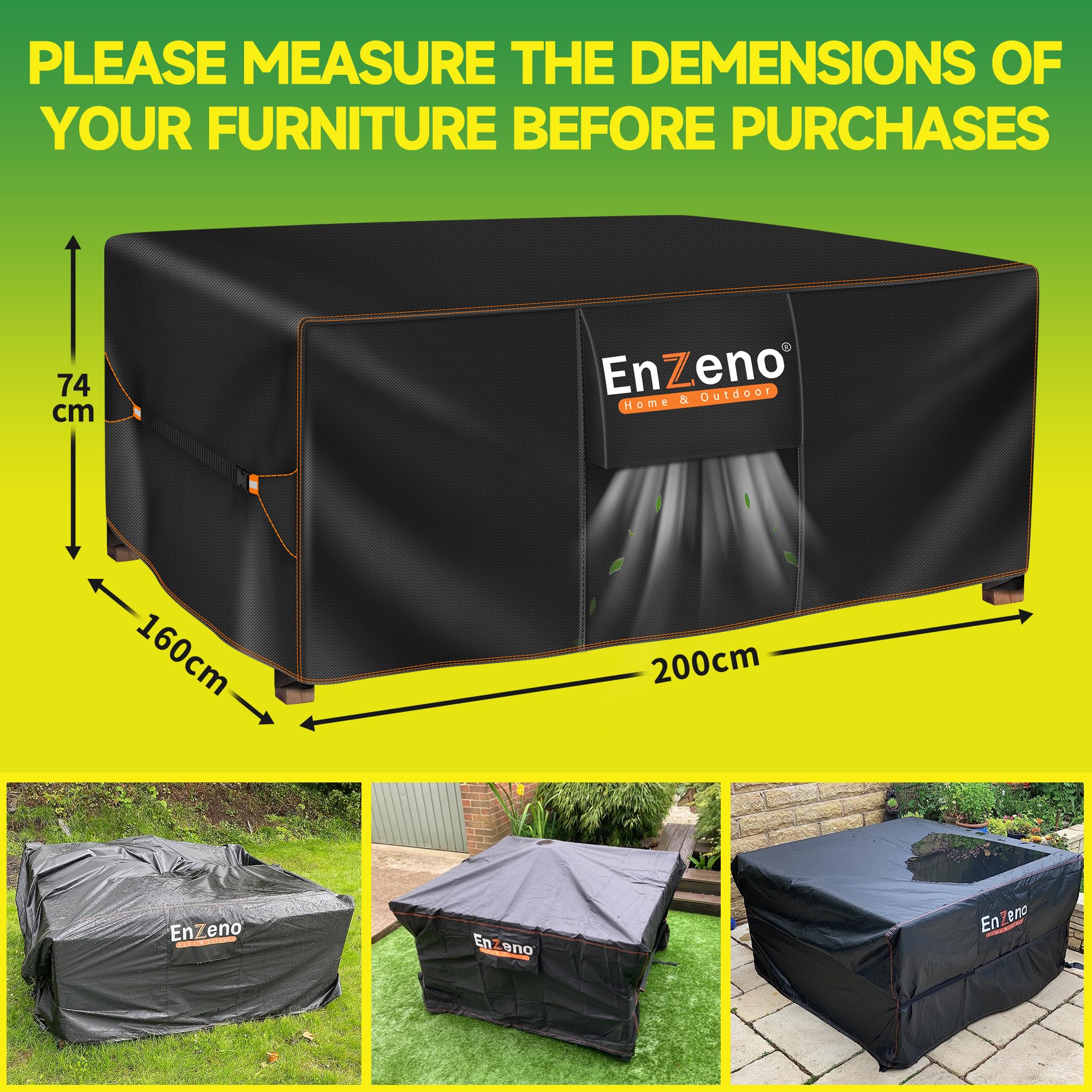 Enzeno lifestyle patio setup covered offering neat, low-maintenance protection