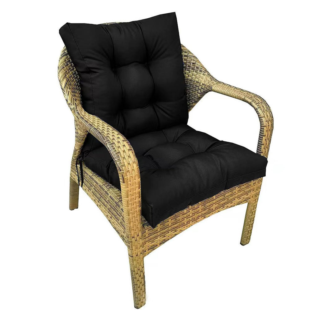 Eoieov front view of black patio cushion showing full coverage and clean look