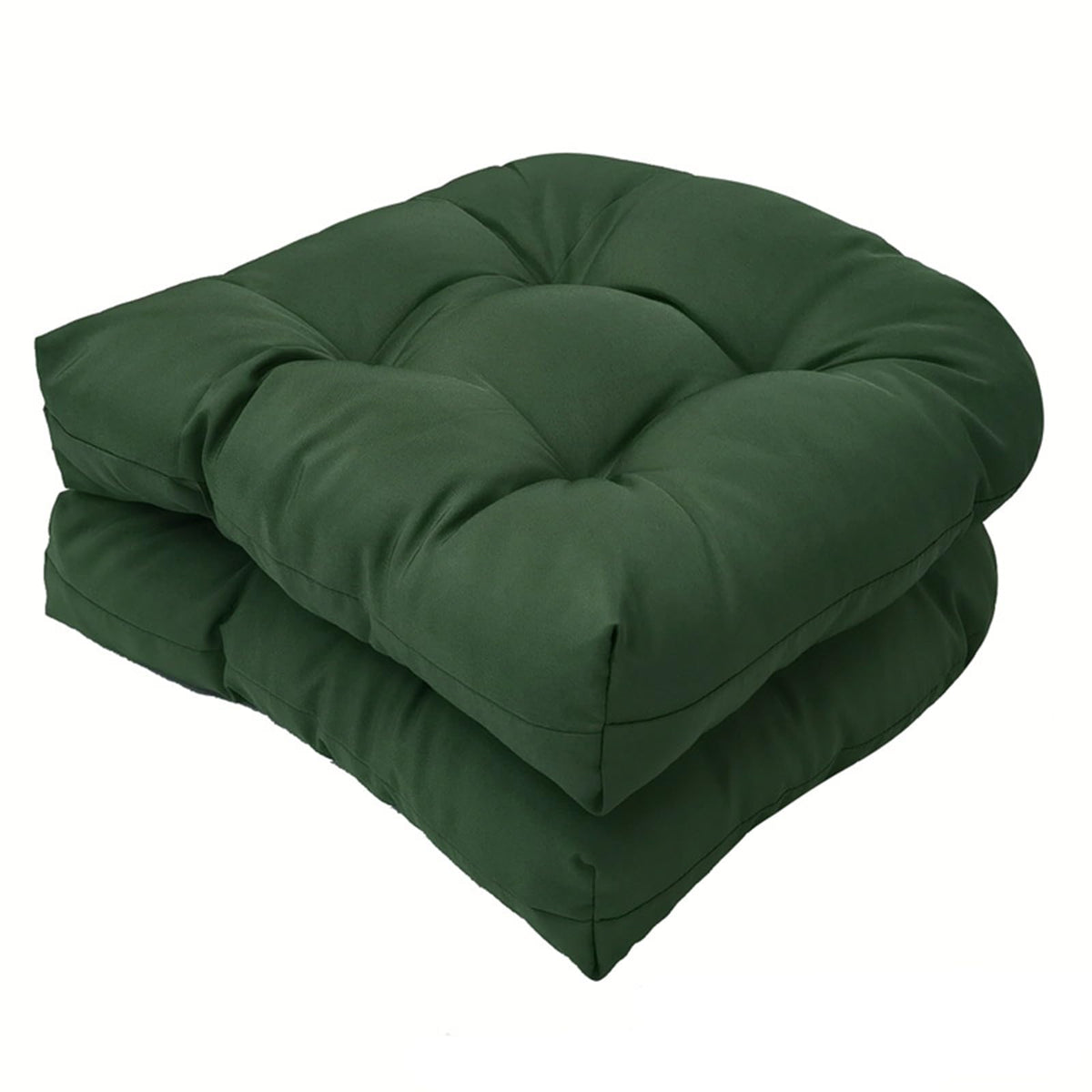 Eoieov front view of dark green cushion pair showing neat square profile and color