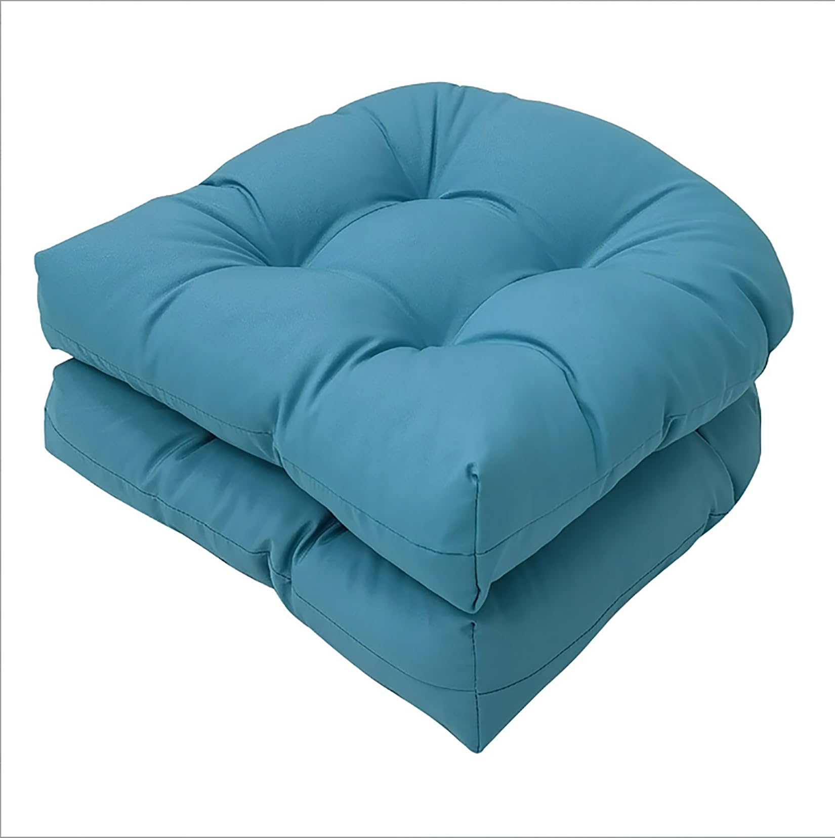 Eoieov front view of teal patio cushions showing neat tufting and inviting padding for comfort