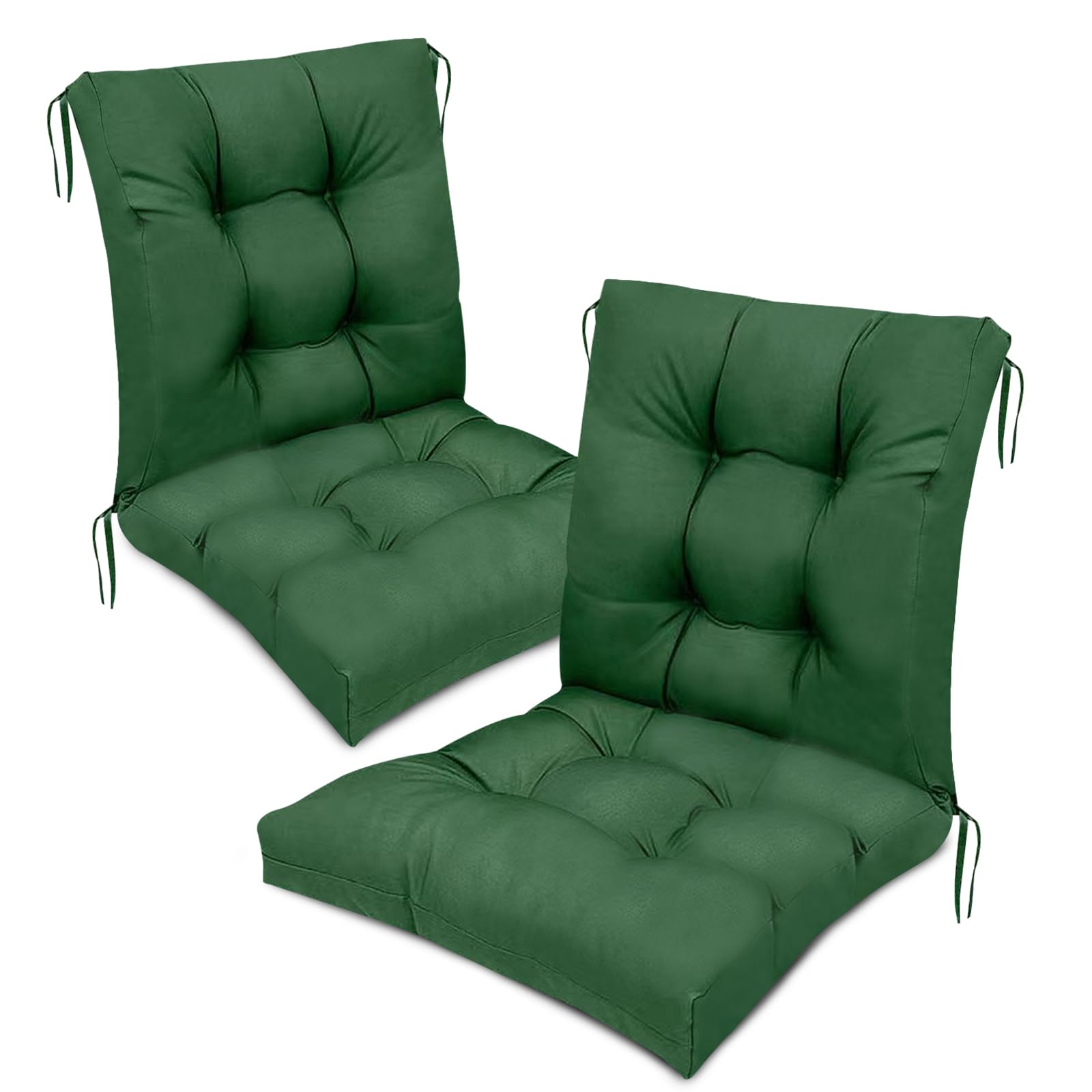 Eoieov front view of green wicker chair cushions showing full coverage and weather-ready look