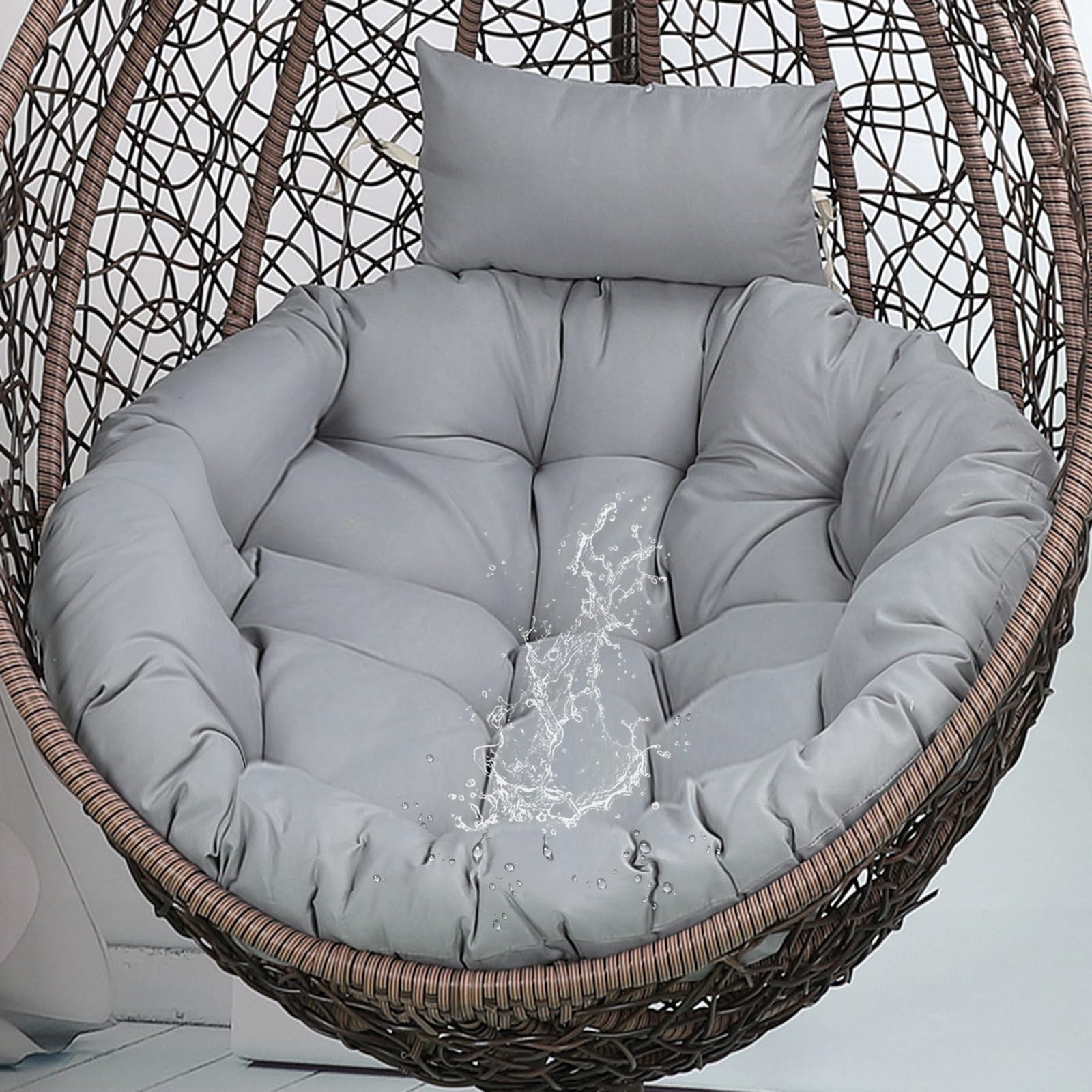 Eoieov front view of packaged egg chair cushion showing new look and fit