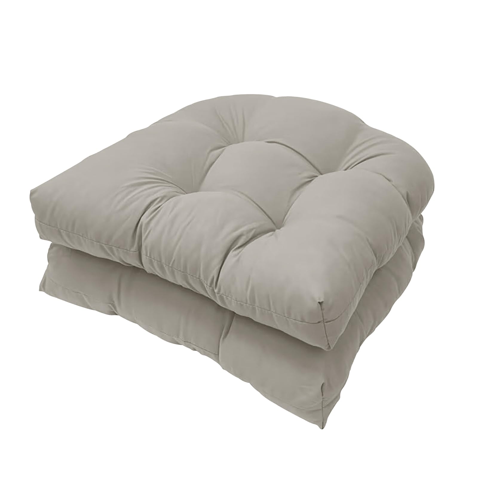 Eoieov front view of silver grey cushion pair showing neat tufted look and comfort