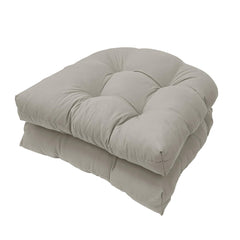 Eoieov front view of silver grey cushion pair showing neat tufted look and comfort
