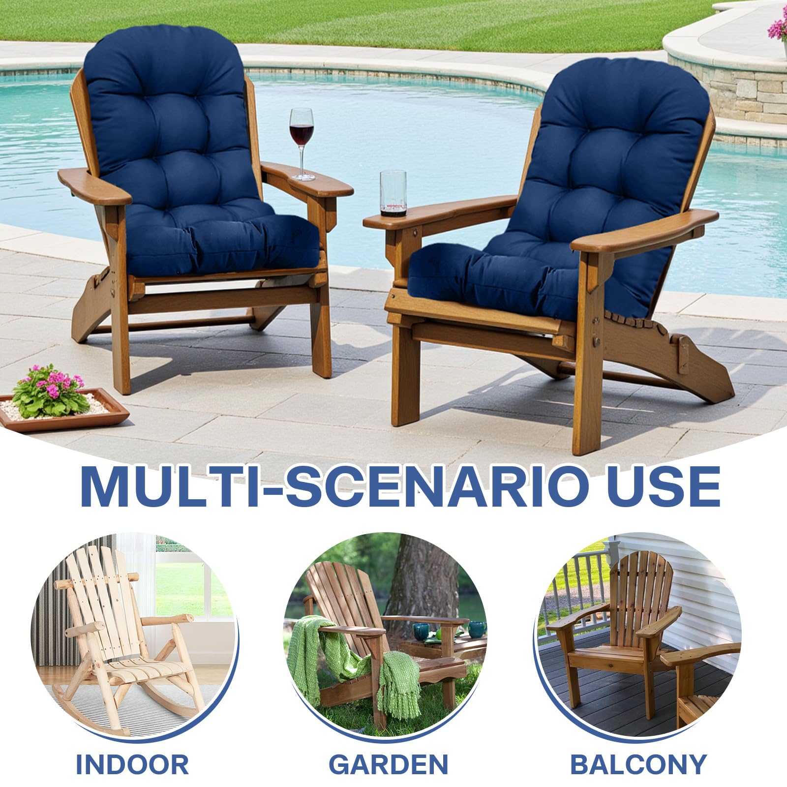 Eoieov cushion installed on Adirondack chair for outdoor comfort