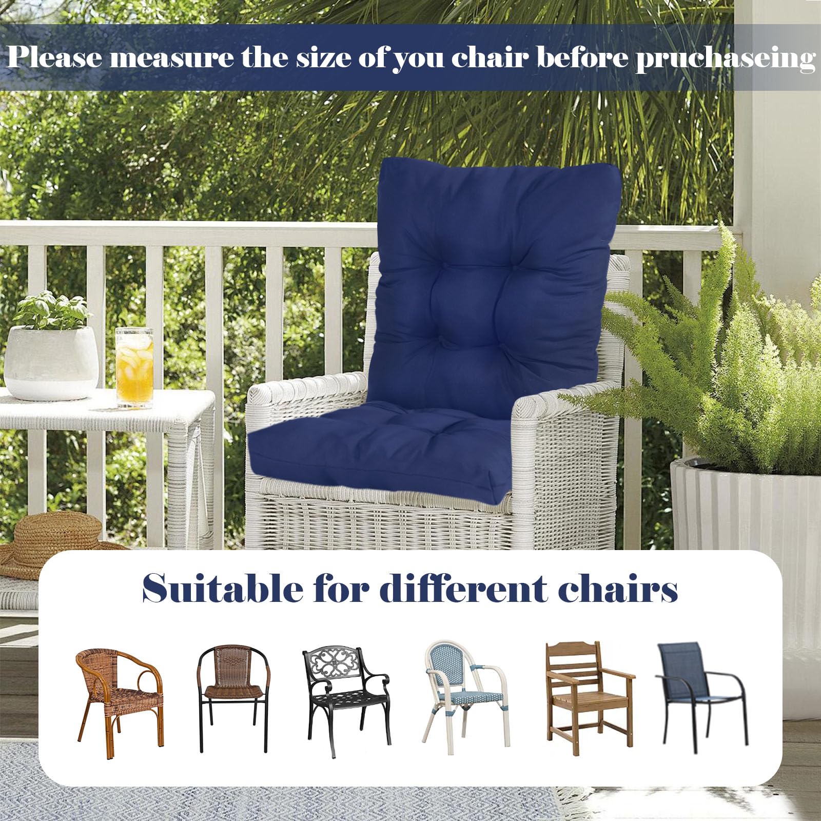 Eoieov cushion fitted on a wicker rocking chair for secure outdoor seating