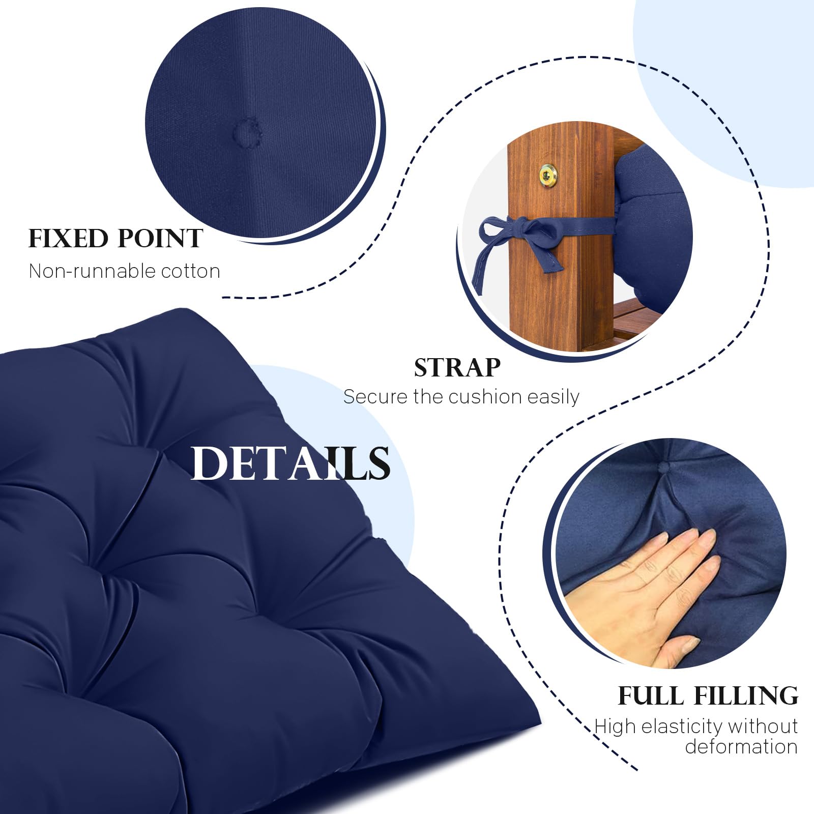Eoieov ties and edge stitching detail demonstrating secure fastening and reinforced seams