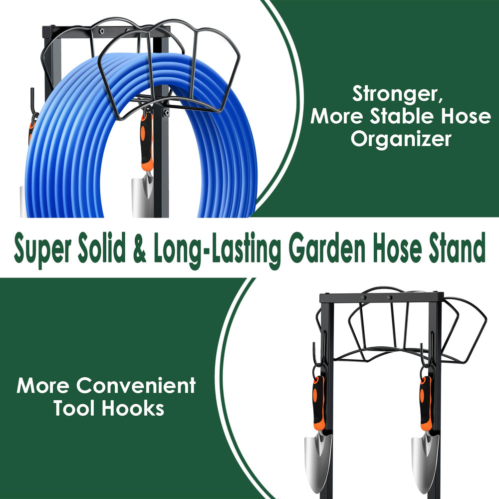 EONFAY holder with hose in use on patio showing ergonomic winding benefit