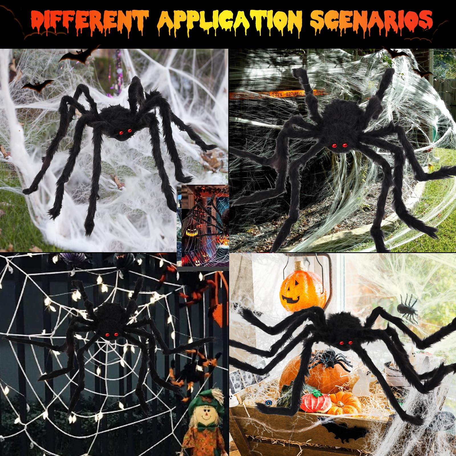Eossth web hung in yard at night creating eye-catching Halloween ambience