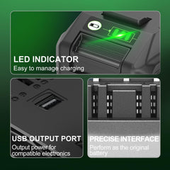 EOTTK battery installed in Greenworks lawn mower demonstrating extended runtime benefit