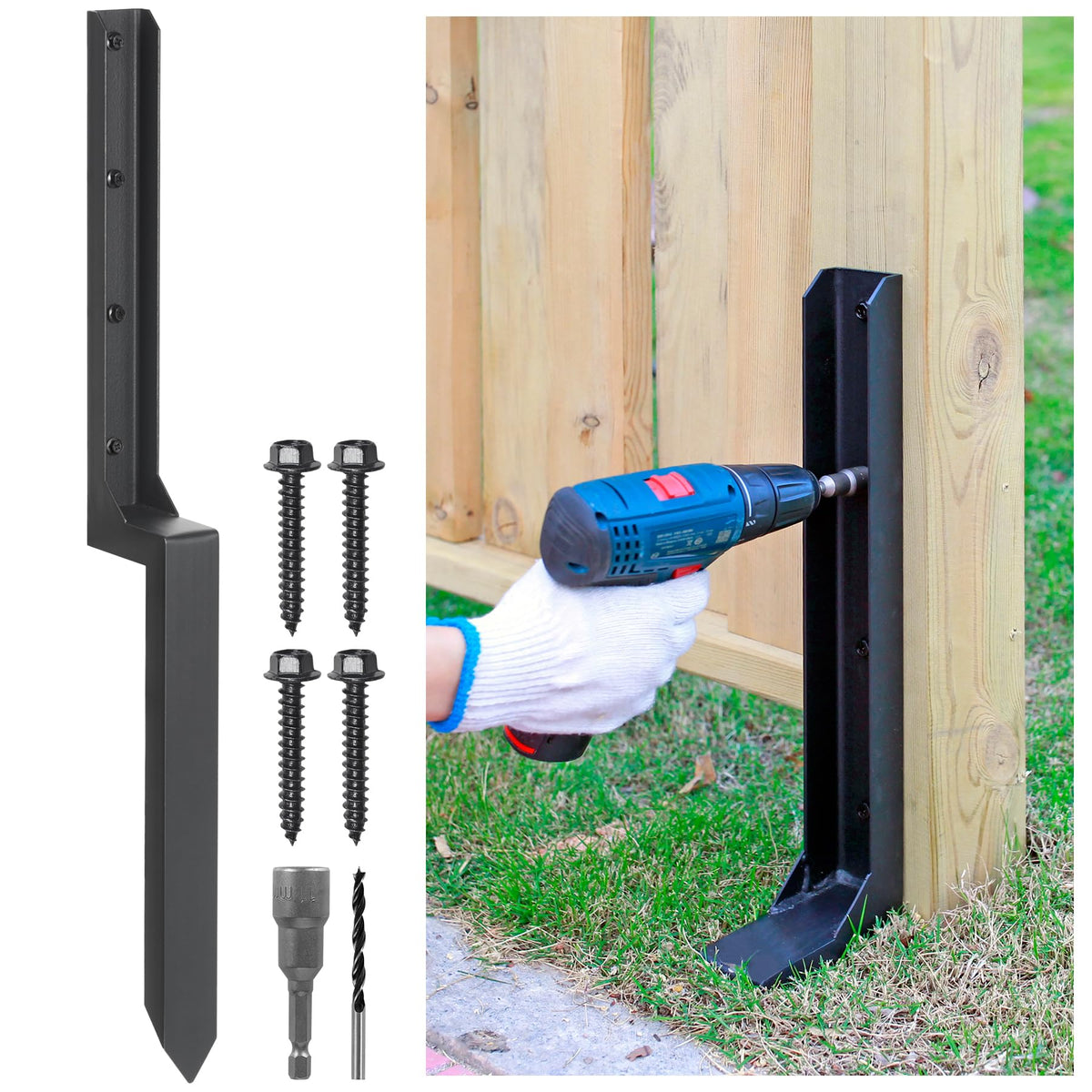 Epcee front view of black anchor spike showing robust construction and clear install benefit