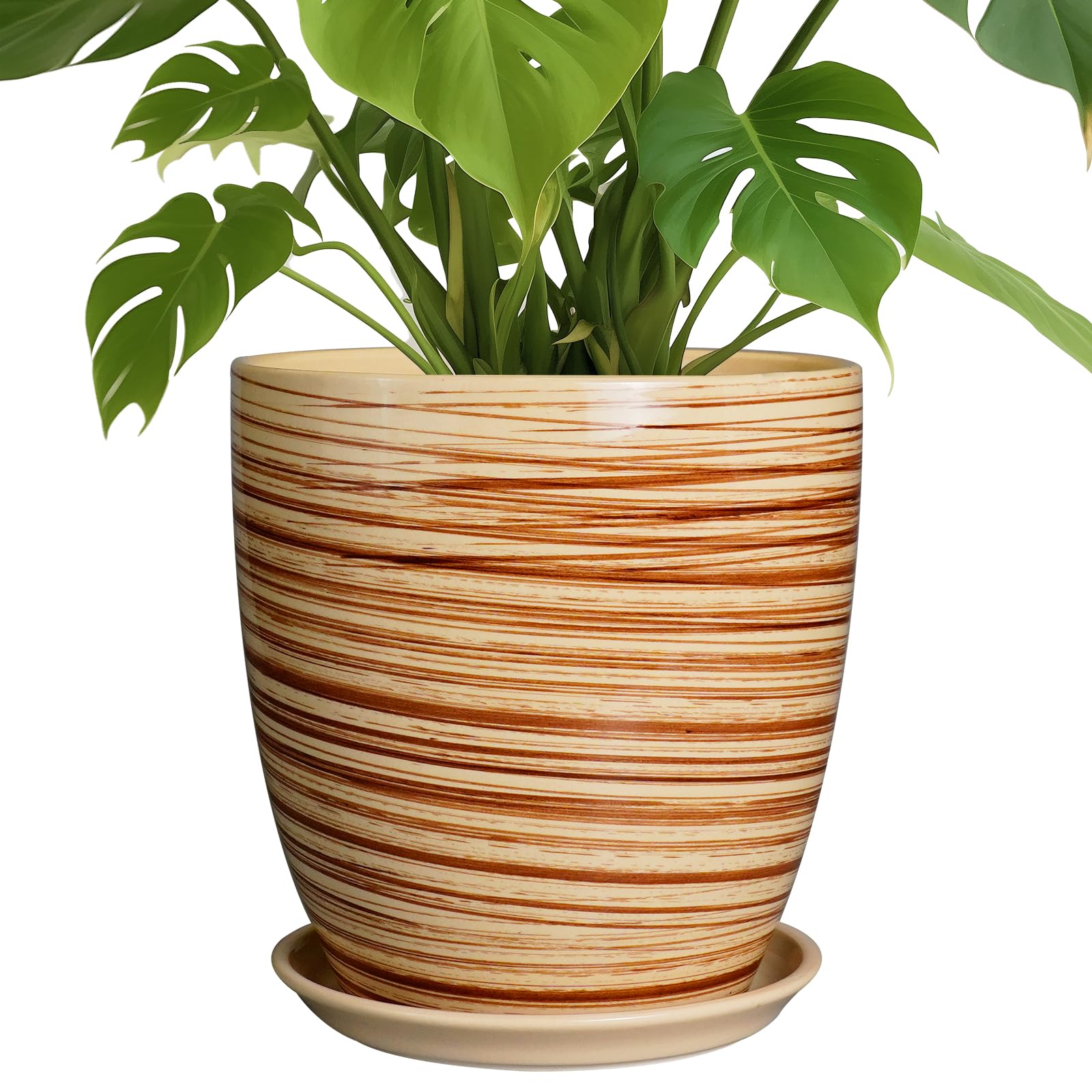 EPFamily ceramic pot front view showing yellow glaze and fluted design, decorative benefit