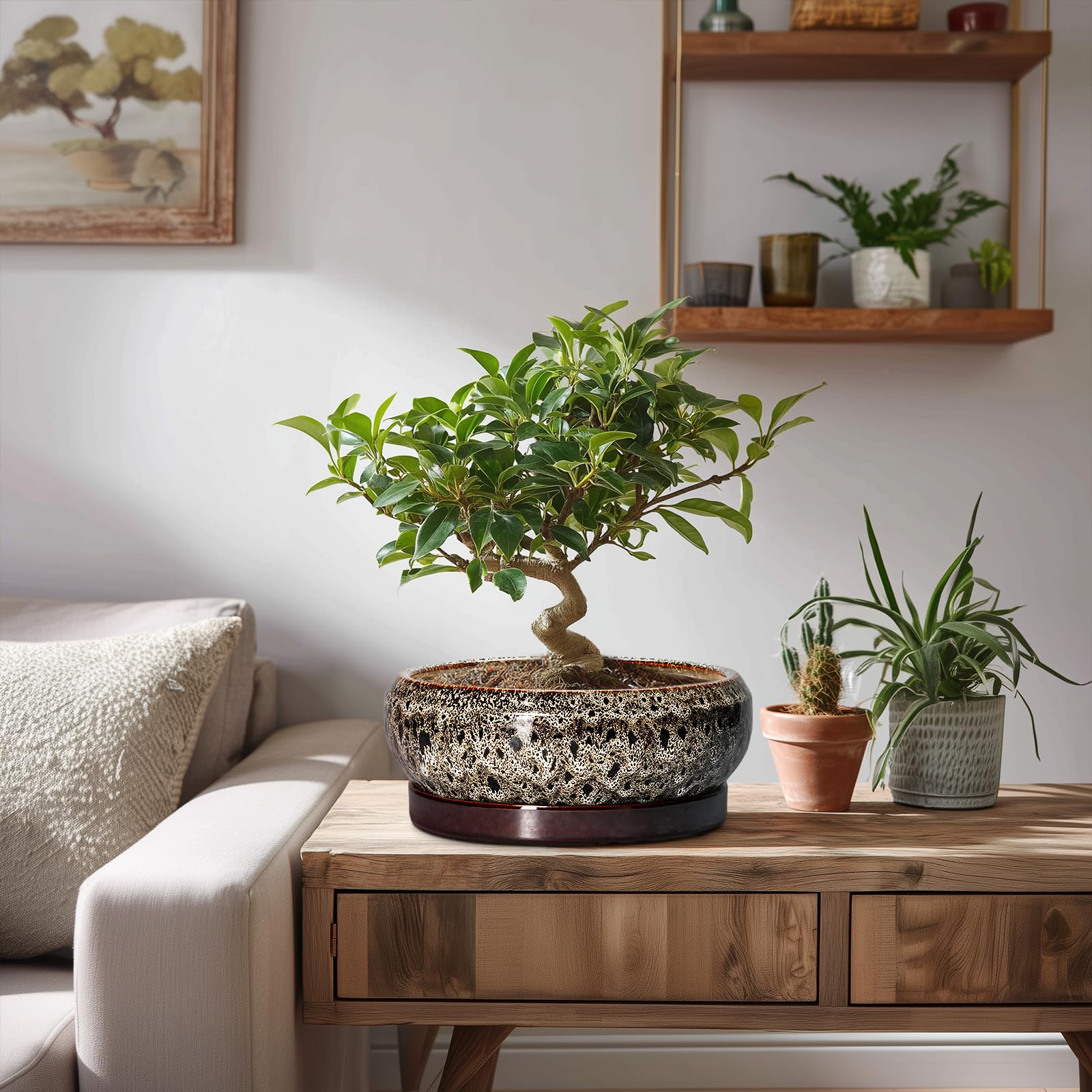 EPFamily pot held in hand to show true 8-inch size and compact footprint