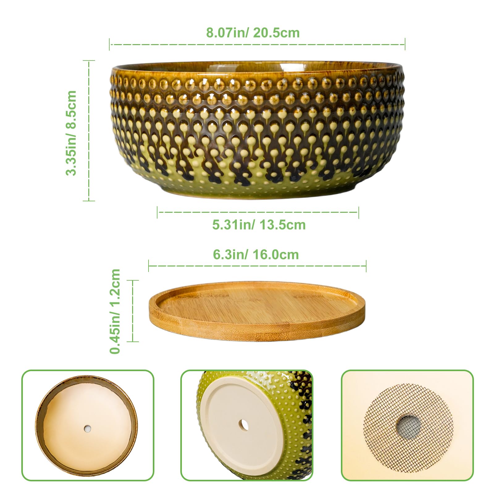 EPFamily drain hole and mesh detail preventing soil loss and protecting roots