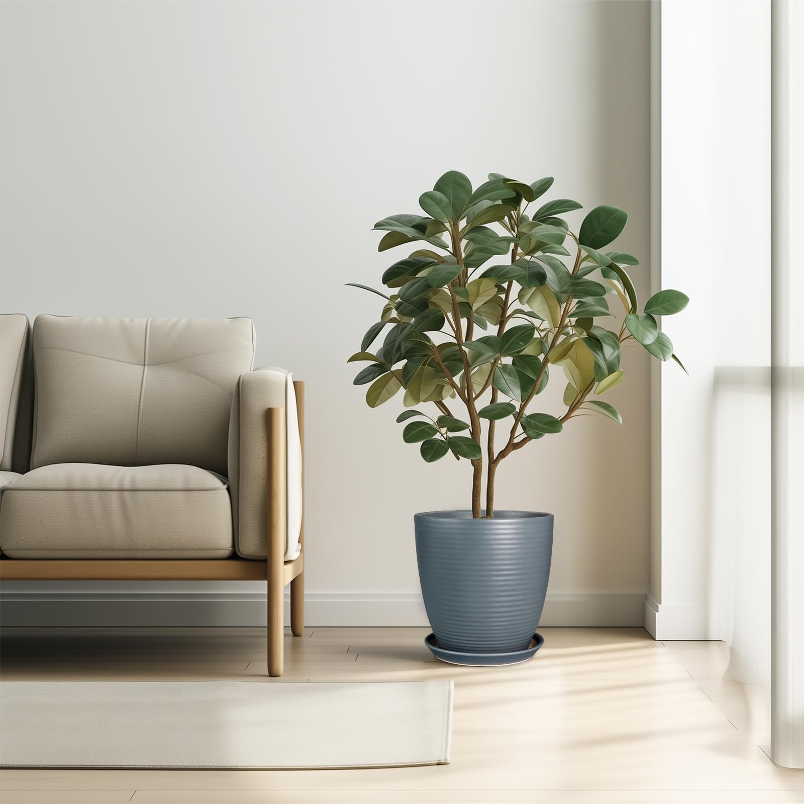 EPFamily planter staged with houseplant in living room for decor inspiration