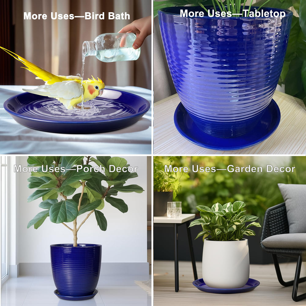 EPFamily saucer in patio lifestyle setting adding color and surface protection