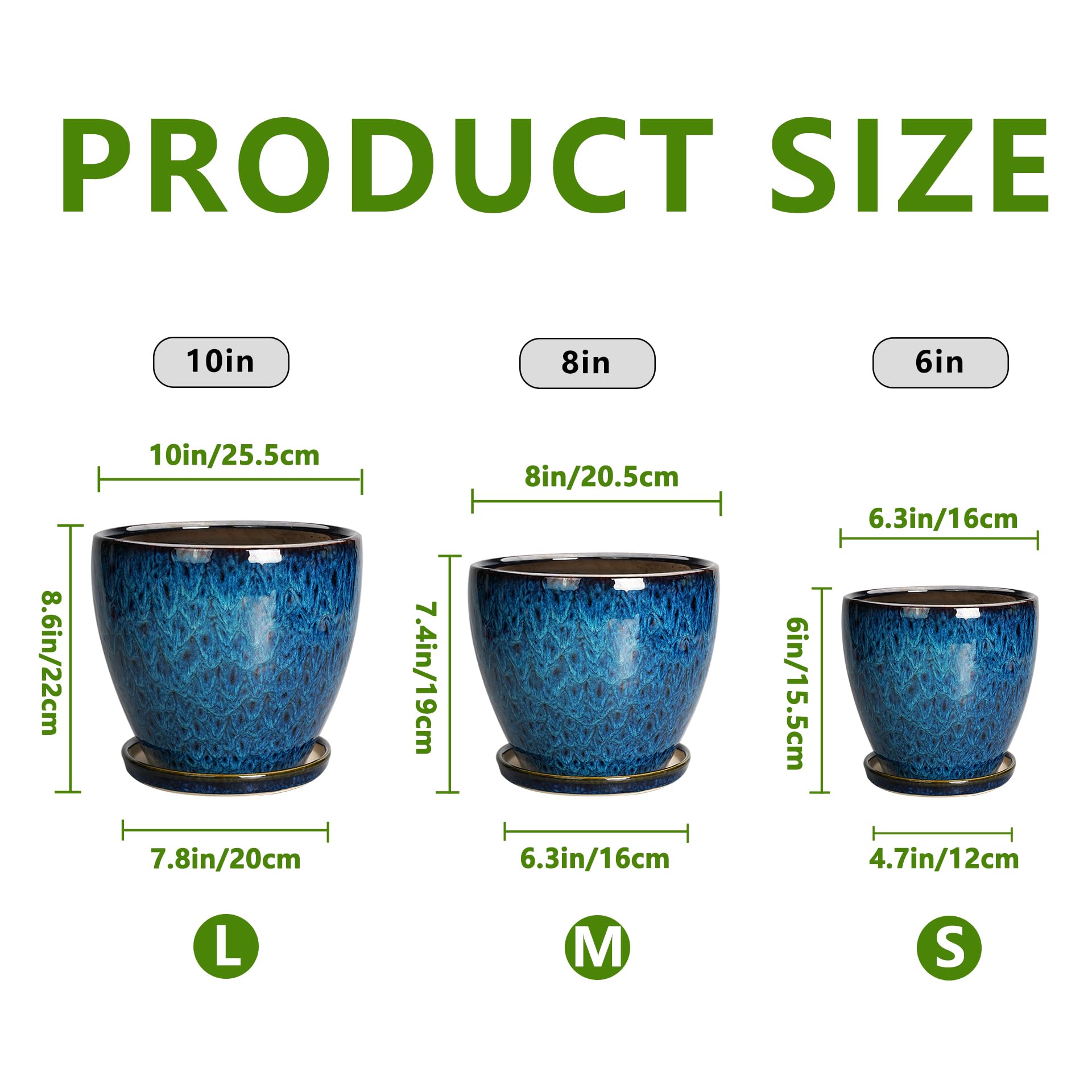 EPFamily planters scale comparison displaying three sizes, helps choose fit