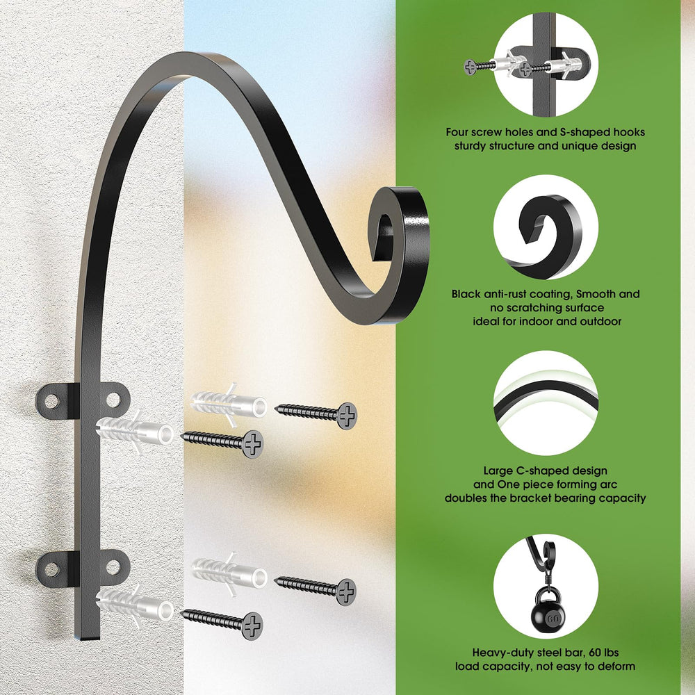EPHECH bracket holding hanging flower basket demonstrating reliable weight support