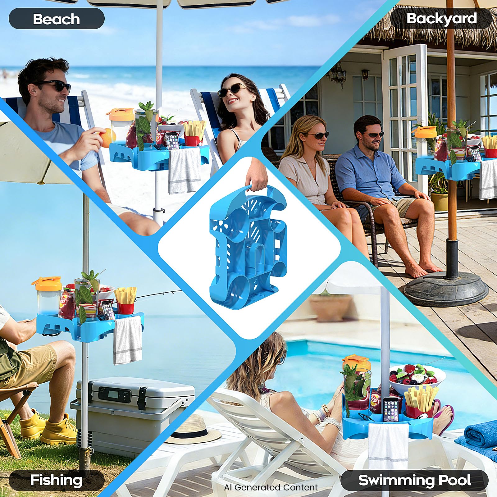 Epltion cup holders and snack slots holding drinks and snacks for easy access