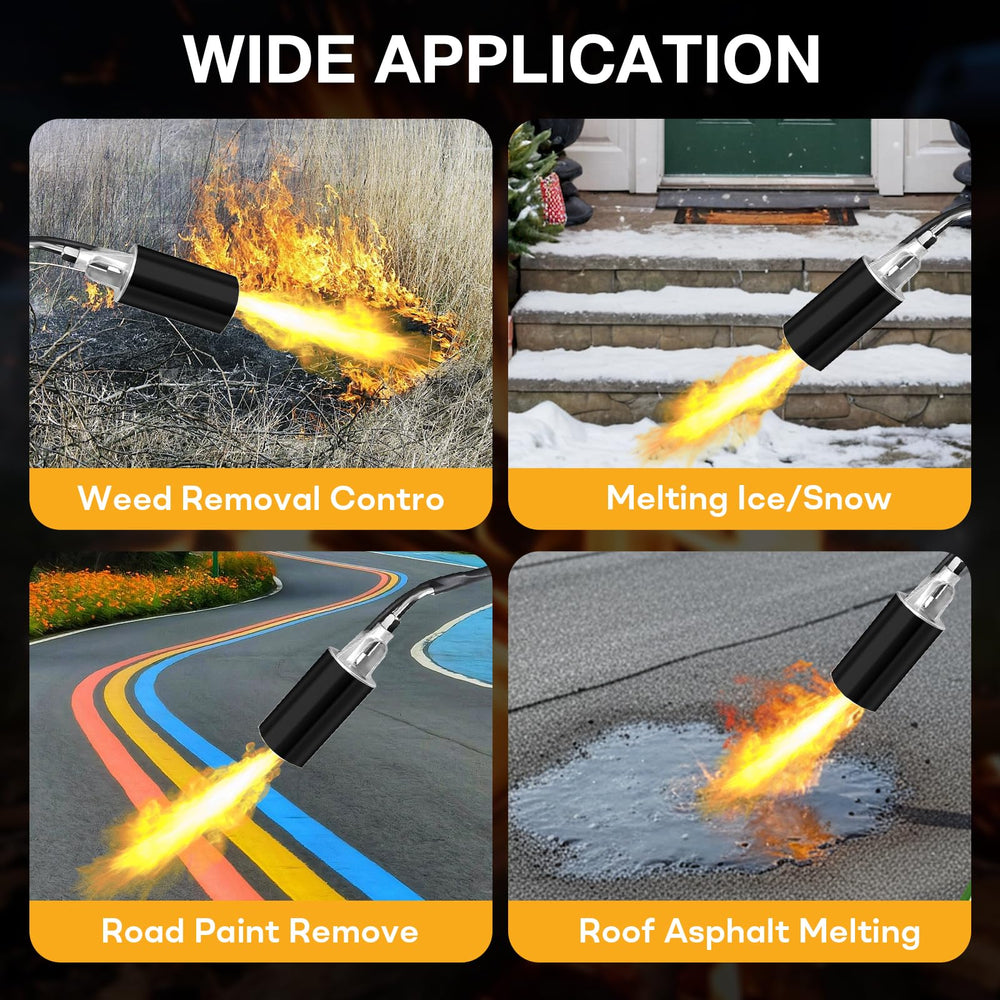 Eptchn torch beside propane cylinder to show scale and ready-to-use convenience