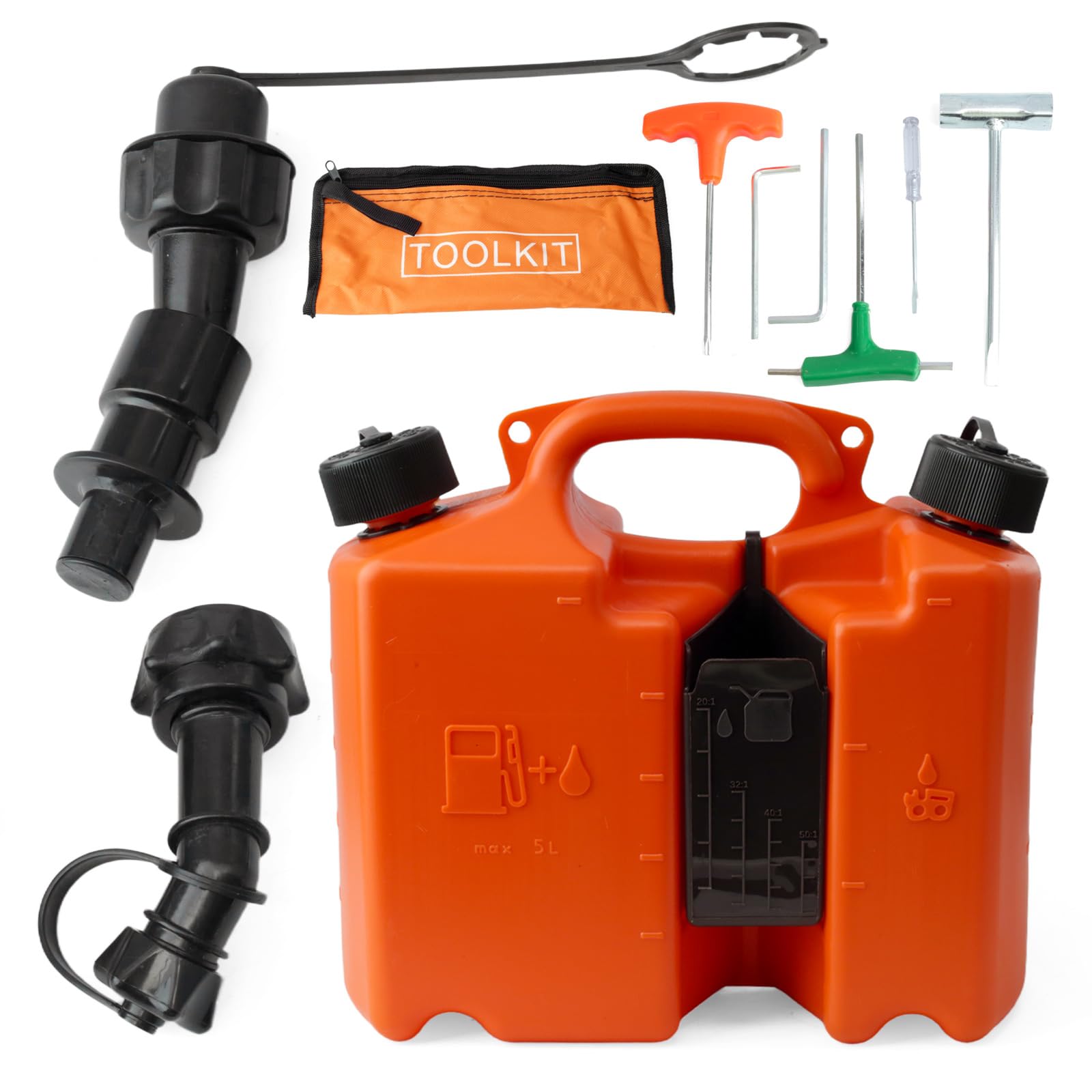 Erchon front view of 5L+2L drum showing compartments and easy storage benefit