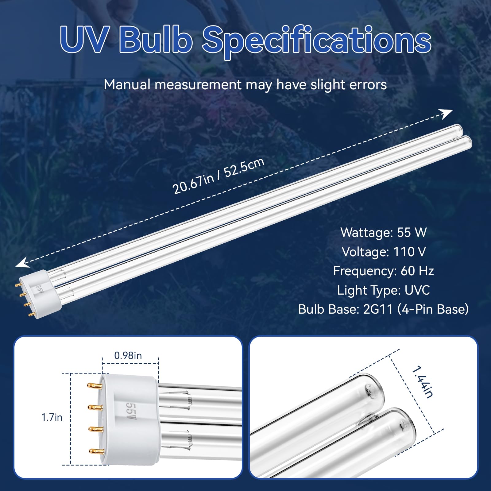 ERETOW bulb beside ruler showing correct 2G11 size for accurate fit