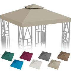 ERFEI canopy front view showing full 10x10 khaki coverage and shaded benefit