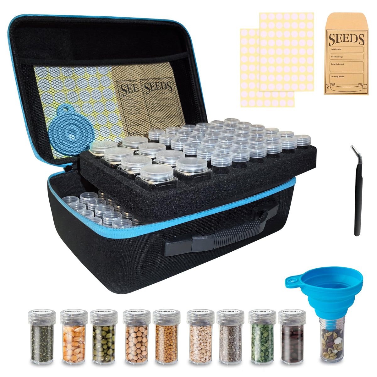ERFEI front open display showing organized seed compartments and portability benefit