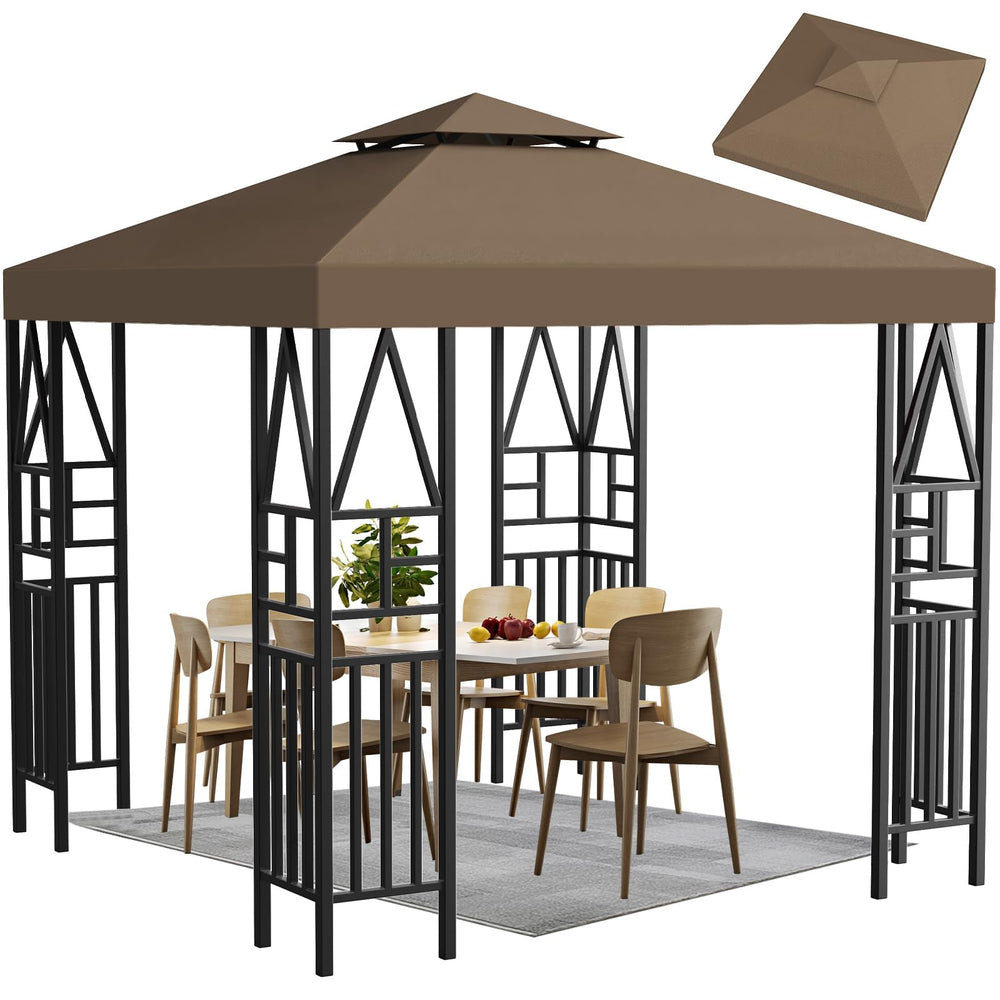 ERFEI front view coffee canopy showing full 10x10 shade and clean lines