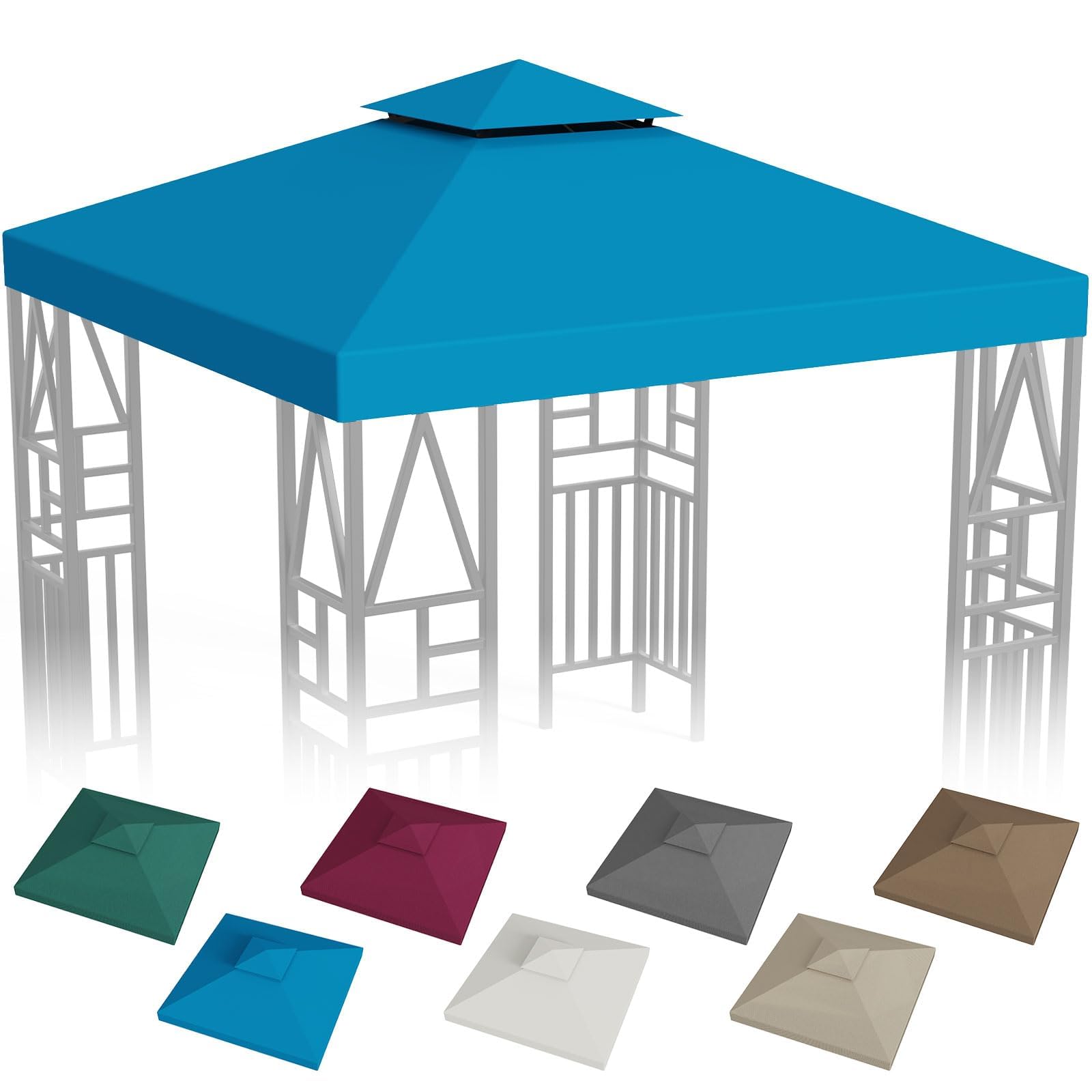 ERFEI front view blue canopy covering patio for sun protection