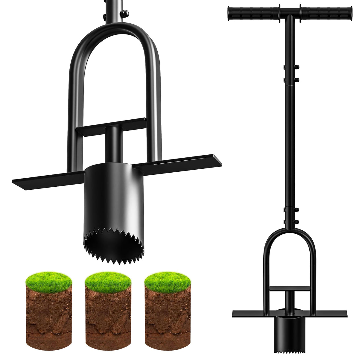 Erinaik front view showing full plugger and handle for ergonomic planting