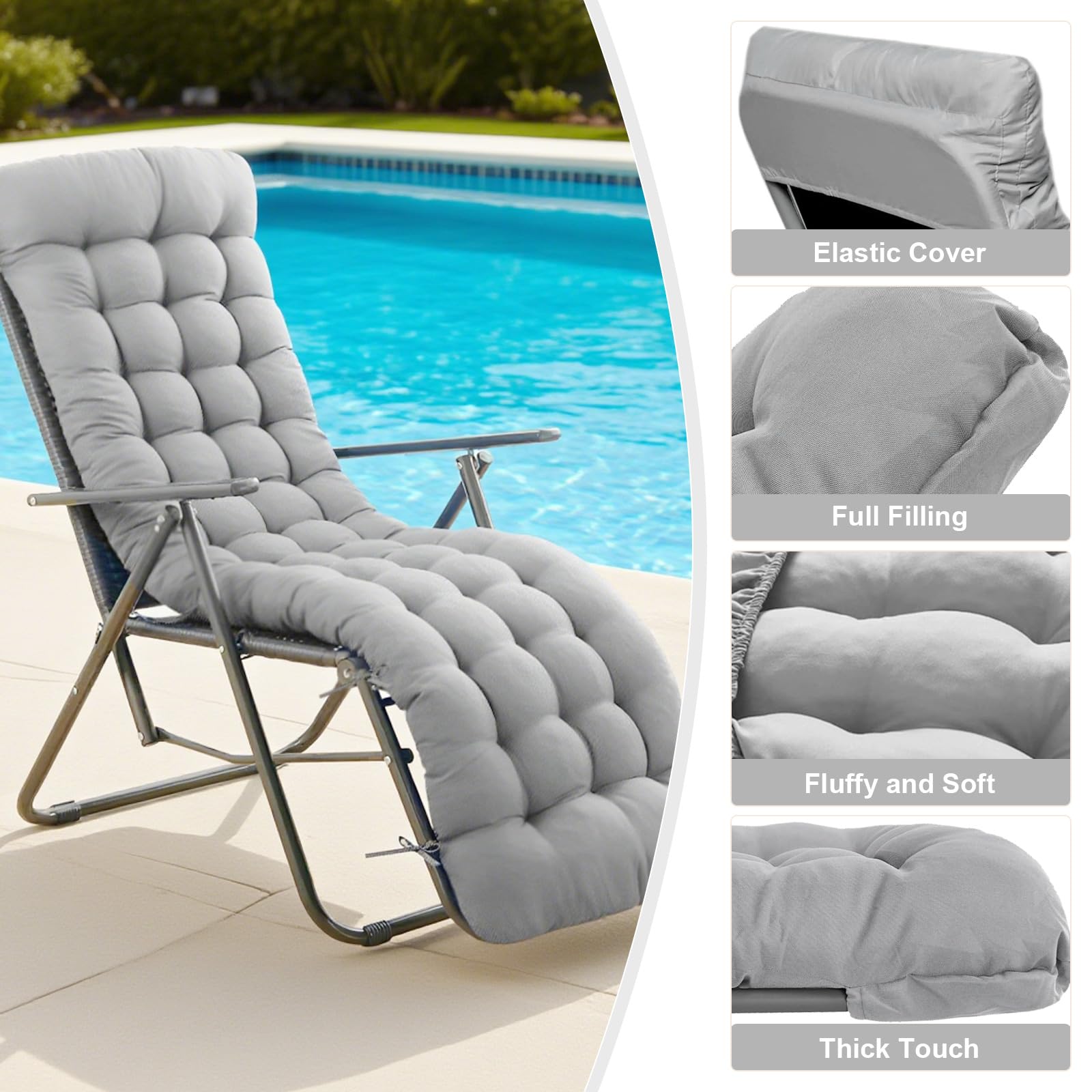 ERWUDEling lounge cushion staged on patio chaise demonstrating outdoor use