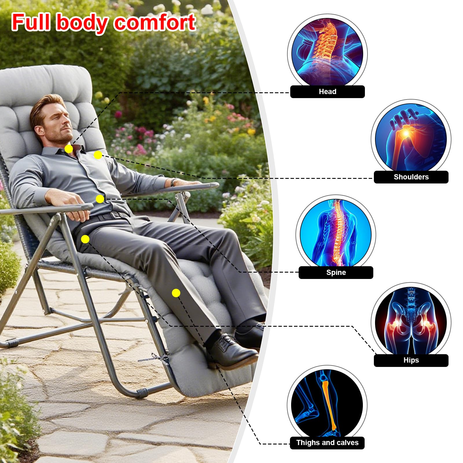 ERWUDEling cushion beside measuring tape showing 67 inch fit accuracy