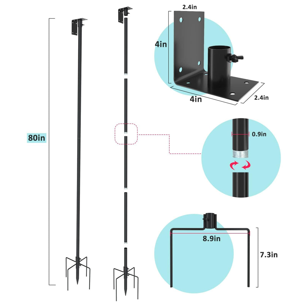 ERYTLLY pole inserted in ground side view showing secure anchoring benefit
