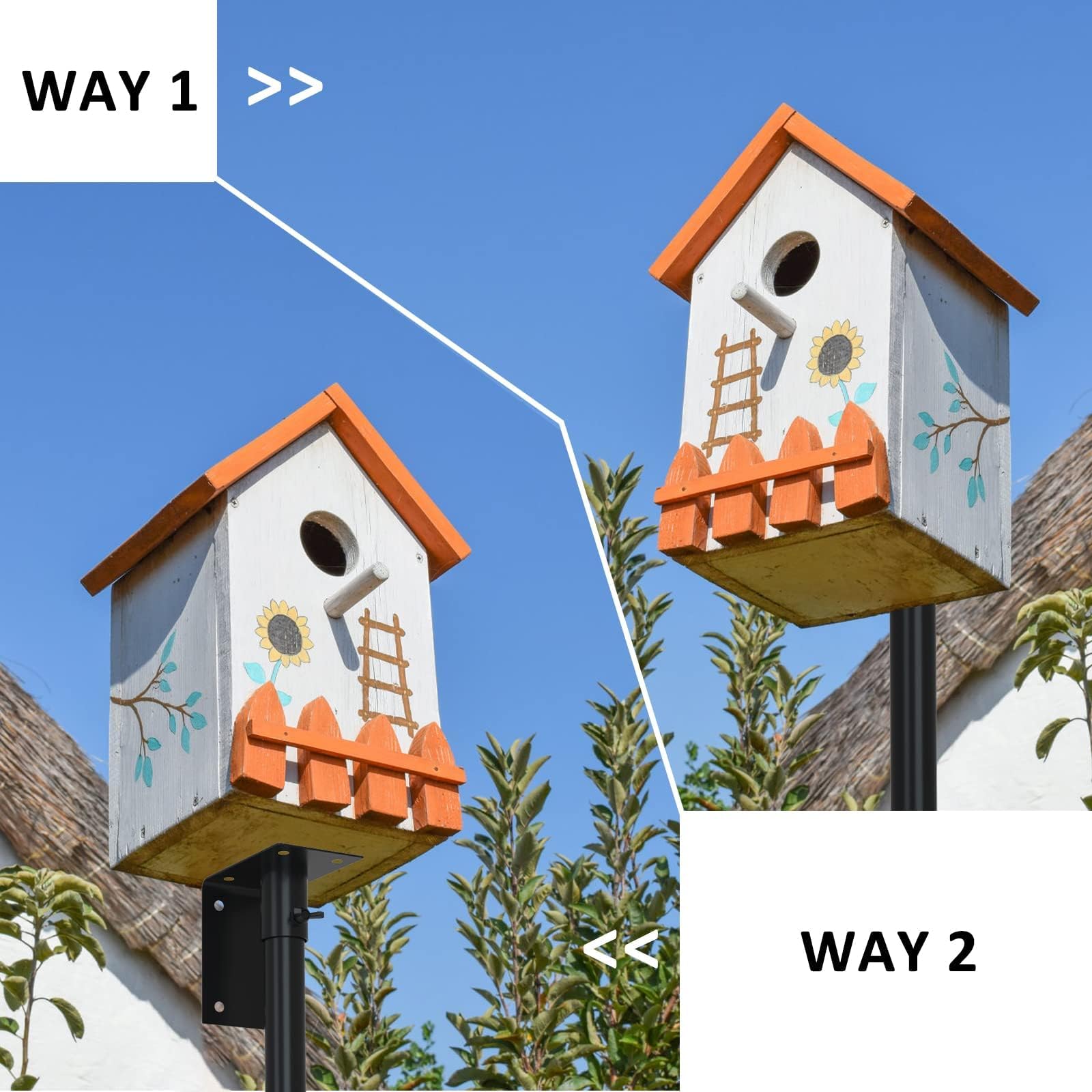 ERYTLLY pole holding feeder in garden showing birdwatching and decor benefit