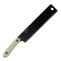 ESEE Libertariat close-up edge showing 1075 carbon steel cutting performance