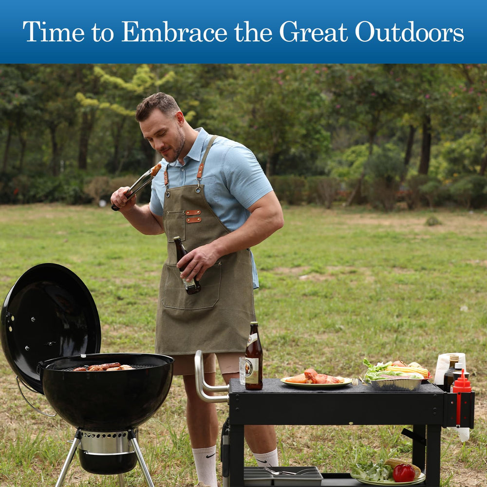 EsFrondo backyard setup with griddle on cart for outdoor cooking convenience