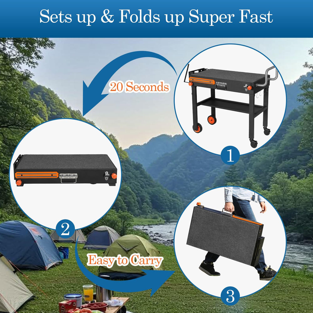 EsFrondo top surface with Blackstone griddle providing large prep area