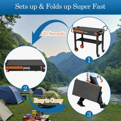 EsFrondo top surface with Blackstone griddle providing large prep area