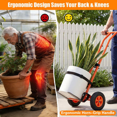 esgwork ergonomic handle closeup with rubber grip providing upright comfort and control
